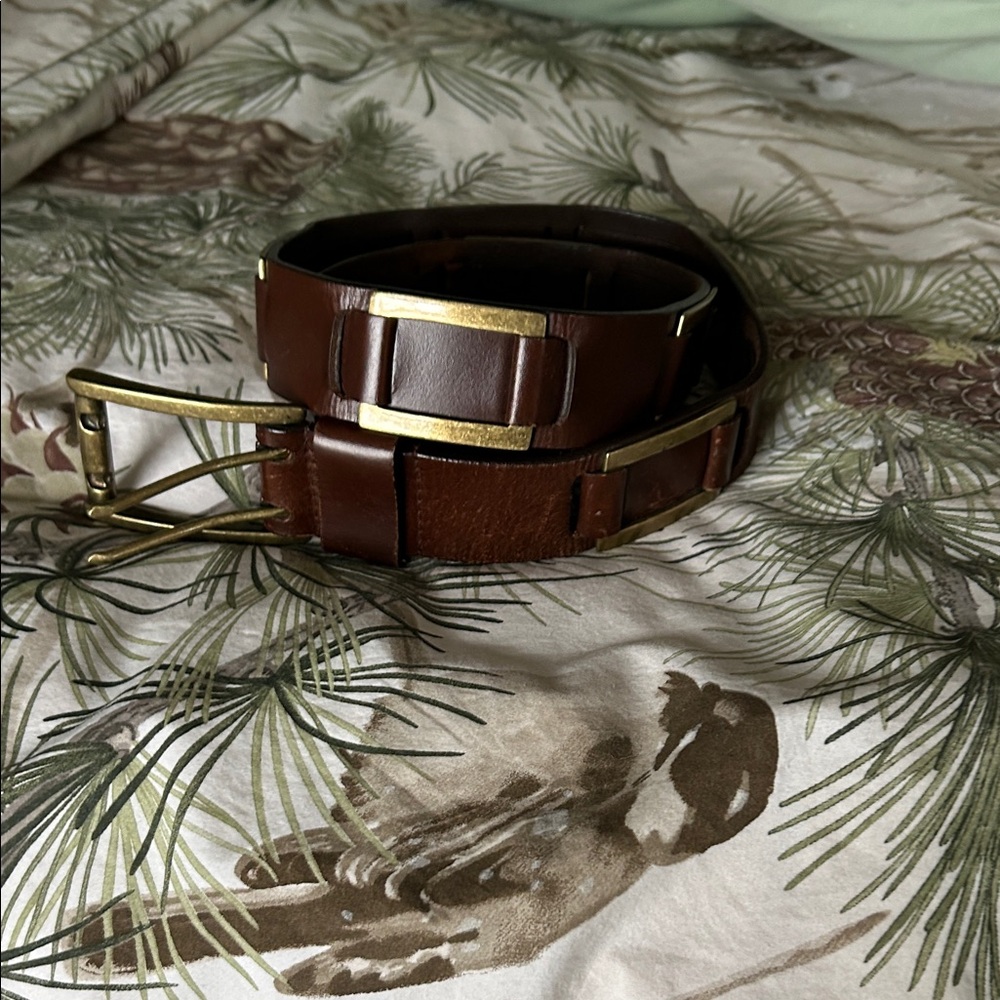 Leather and brass belt
